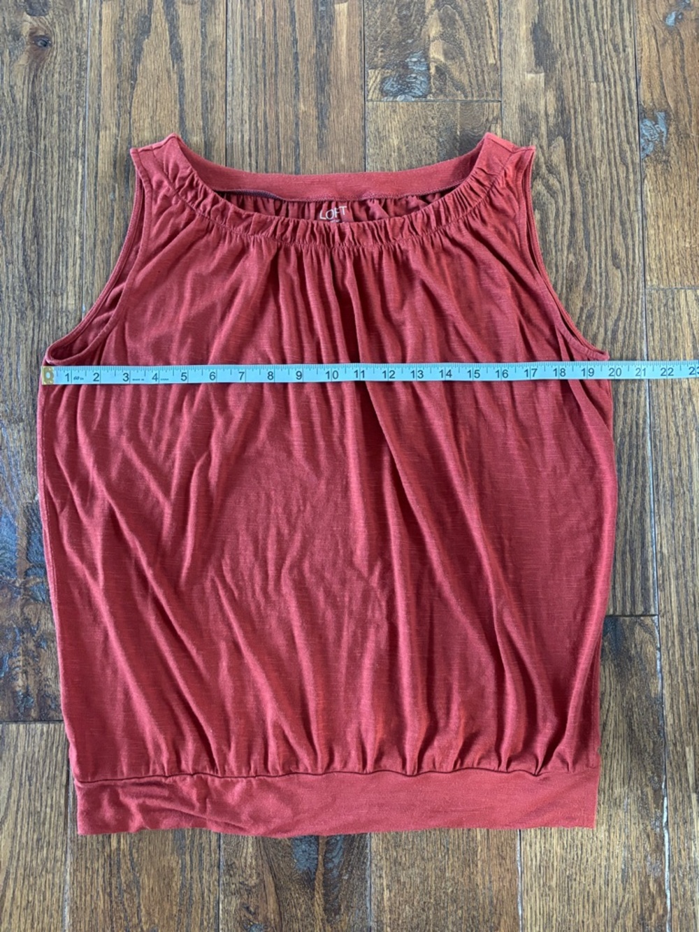 LOFT Rust Red Sleeveless Gathered Neck Tank - Picture 5 of 7